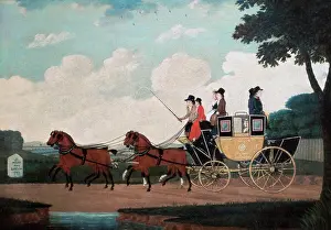 Prints of The Royal Mail Coach, London To Birmingham 18th Century John Cordrey (18th C- British) King Street Galleries, London, England John Cordrey Prints: 18th Century Royal Mail Coach Print