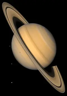 Planetary Science Images Prints: Saturn and Four Moons