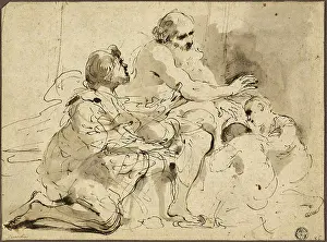 Italian Renaissance Drawings Prints: Study for Jacob Blessing the Sons of Joseph (recto)