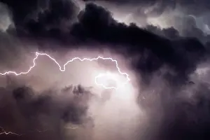 Severe Weather Photography Prints: A Twisting Cloud To Cloud Lightning Bolt From the Air
