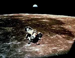Apollo 11 Lunar Module Prints: A view of the Apollo 11 lunar module Eagle as it returned from the surface of the moon to dock with the command module
