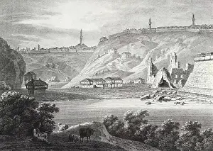 Prints of View of the Danube in Bulgaria. Rustchuk fortress, Russe, 1826, View of the river Danube in Bulgaria. Rustchuk fortress, Historical, digitally restored reproduction from a 19th century original River Prints: Danube River Print, Rustchuk Fortress