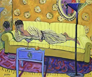 SuperStock Print of Woman on Yellow Couch, 1999