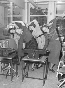 Black And White Interior Photo Prints: In the 1940s. The decade when people started to exercise during working hours