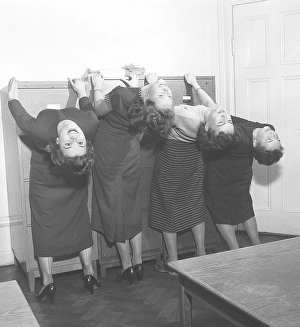 Black And White Office Scene Prints: In the 1950s. The decade when people started to exercise during working hours