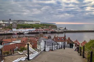 Evening Sun UK Prints: The 199 Steps of Whitby at Sunset