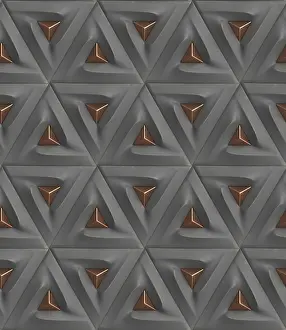 Geometric Abstraction Prints: 3D Triangular Geometric Print with Metallic Accents