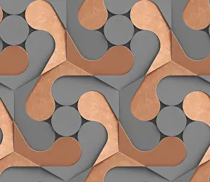 Decorative Tile Patterns Prints: This 3D geometric pattern showcases a blend of circles