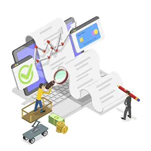 Data Storage Symbol Prints: 3D Isometric Flat Illustration of Data Analytics