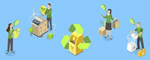 Environmental Protection Icon Prints: 3D Isometric Flat Illustration of Zero Waste