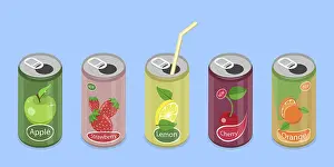 Eco Friendly Waste Separation Prints: 3D Isometric Flat Set of Soda Drinks