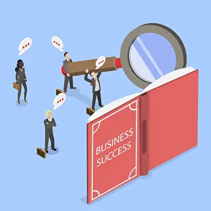 Teamwork Illustration Prints: 3D Isometric Flat Vector Illustration of Teamwork and Guidance