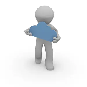 Bright Light Colored Background Prints: 3d man with a cloud shape on a white background