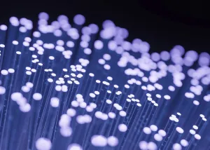 Data Transmission Network Prints: 3d render of blinking fibre optic for data transfer transmission concept