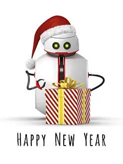 Toy Prints: 3D Print of Christmas Robot with Gift