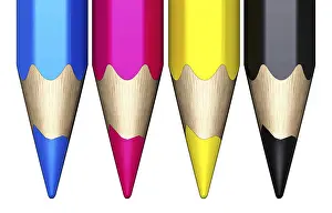 Computer Generated Art Prints: 3D rendering of color pencil