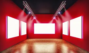 Modern Architectural Style Illustration Prints: 3D rendering of a exhibition background