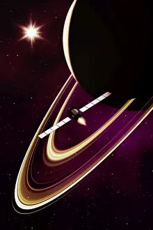 Solar Energy Alternative Power Generation Prints: 3d rendering of a mission to saturn