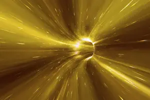 Computer Graphic Rendering Prints: 3d rendering of a warp tunnel in space