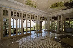 Abandoned Greek Villa Prints: Abandoned room with broken windows