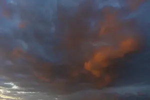 Cloudy Europe Prints: Abned sky with reddish clouds, Thuringia, Germany