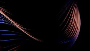 Modern Art Prints: Smooth Waves Blue Purple Print on Black Backdrop
