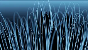 Abstract 3D Render Prints: This abstract 3D render features flowing blue waves on a smooth gradient background
