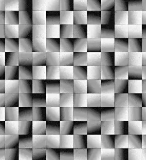 Black And White Abstract Art Prints: Abstract black and white geometric pattern composed of square tiles with gradient shadows