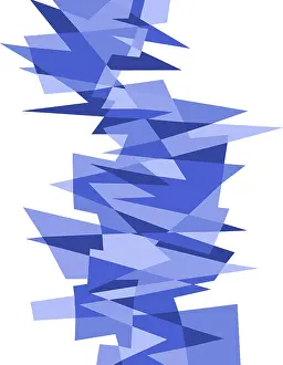 Mural Painting Prints: Abstract blue geometric pattern on white background