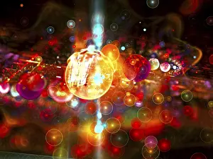 Fractal Art Background Prints: Abstract bright festive background - computer-generated image