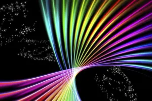 Dark Background Image Prints: Abstract colored stripes in the sky
