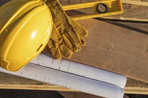 Residential Construction Site Prints: Abstract of constrcution hard hat