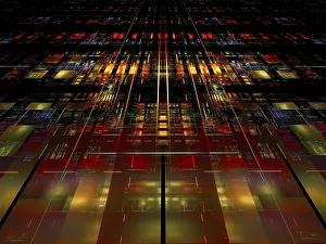 Modern Architecture Style Image Prints: Abstract dark tech or science fiction concept background - computer-generated 3d illustration