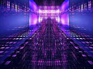 Futuristic Data Center Prints: Abstract data science or high tech concept background - computer-generated 3d illustration