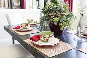 Contemporary Home Decor Inspiration Prints: Abstract of dining table with place settings