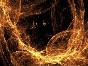 Fractal Art Design Prints: Abstract fire frame computer-generated image