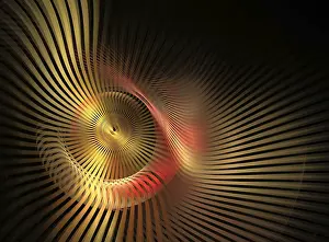Fractal Computer Graphics Prints: Abstract fractal computer-generated circle made of lines