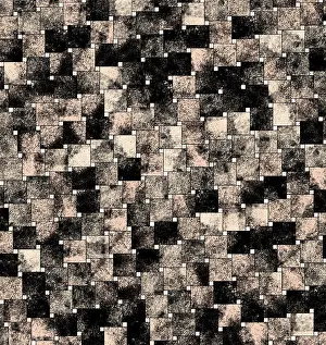 Abstract Geometric Pattern Prints: Abstract geometric pattern with square tiles in black