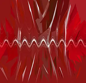 Deserted Street Art Prints: Abstract image with different shapes and elements in a red color