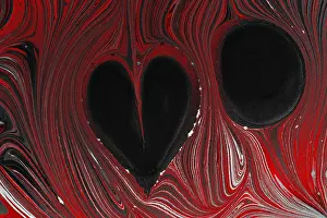 Abstract Heart Pattern Prints: Abstract marbling heart pattern for fabric