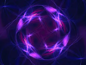 Symbolic Picture Concept Prints: Abstract neon glowing disk - computer-generated image