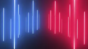 Geometric Shape Prints: Abstract Neon Glowing Lights Print
