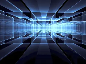 Abstract Technology Background Prints: Abstract perspective technology background - computer-generated image