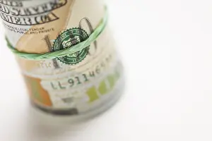 One Hundred Dollar Note Prints: Abstract roll of newly designed U