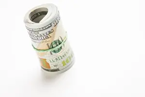 One Hundred Dollar Note Prints: Abstract roll of newly designed U