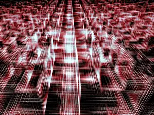 Abstract Design Concept Prints: Abstract tech red background - computer-generated 3d illustration