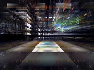 Abstract Technology Background Prints: Abstract technology background with perspective effect