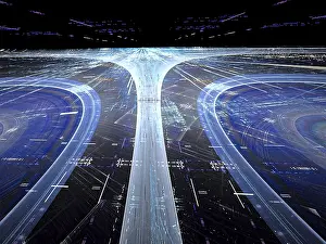 Virtual Reality Concept Image Prints: Abstract technology or industry background - computer-generated image