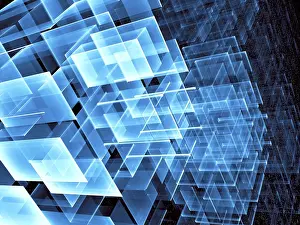 Abstract Technology Background Prints: Abstract technology or sci-fi background - computer-generated 3d illustration