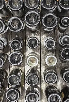 Deserted Winery Scene Prints: Abstract texture background of wine empty bottles